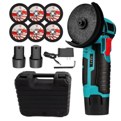 Mini polizor flex unghiular portabil cu 2 acumulatori 6 discuri 12V 76MM