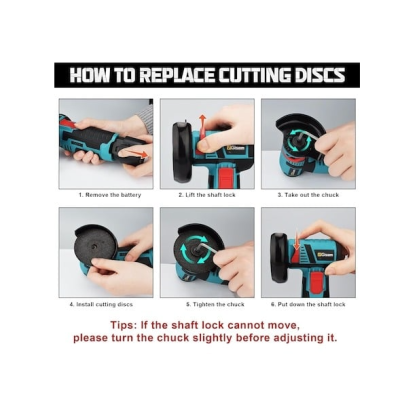 Mini polizor flex unghiular portabil cu 2 acumulatori 6 discuri 12V 76MM