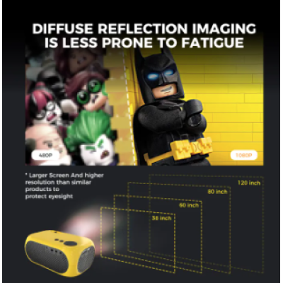 Mini proiector portabil HD 1080P  sunet surround 360 de grade Videoproiector Home Cinema