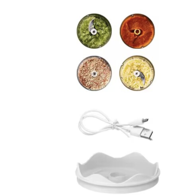 Mini tocator electric de bucatarie incarcare USB 250ml cu 3 lame Alb