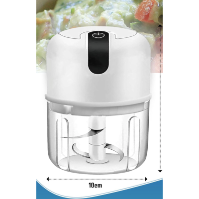Mini tocator electric de bucatarie incarcare USB 250ml cu 3 lame Alb
