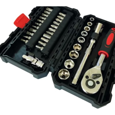 Mini Trusa chei tubulare si biti 1/4 cu 35 de piese