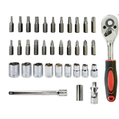 Mini Trusa chei tubulare si biti 1/4 cu 35 de piese
