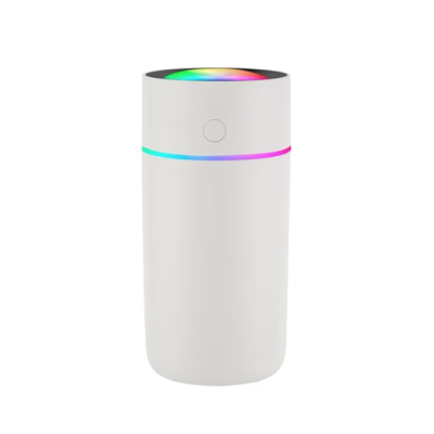Mini umidificator portabil silentios cu 7 culori LED 320ml Alb