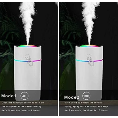 Mini umidificator portabil silentios cu 7 culori LED 320ml Alb