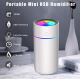 Mini umidificator portabil silentios cu 7 culori LED 320ml Alb