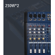 Mixer audio profesional cu amplificare putere 2x250 W 4 canale 16 efecte egalizator 5 benzi
