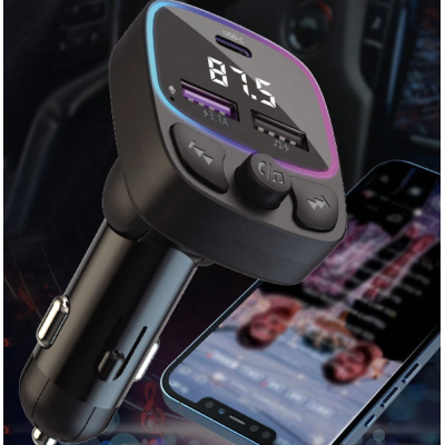 Modulator auto C48 cu USB dublu 3.1A si lumina RGB