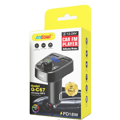 Modulator FM Bluetooth si incarcator auto 12V/24V cu 2 porturi USB Q C67 Andowl