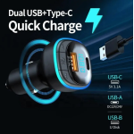 Modulator FM C33 Radio functie Bluetooth Led Multicolor USB A USB C Negru￼