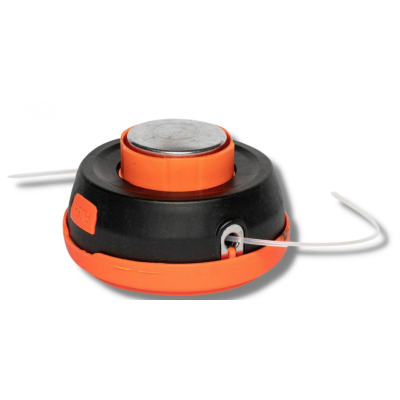 Mosor cu fir / tambur motocoasa cu buton din metal NEGRU/PORTOCALIU