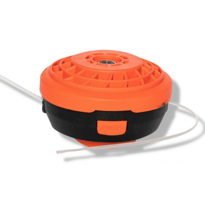 Mosor cu fir / tambur motocoasa cu buton din metal NEGRU/PORTOCALIU