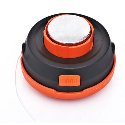 Mosor cu fir / tambur motocoasa cu buton din metal NEGRU/PORTOCALIU