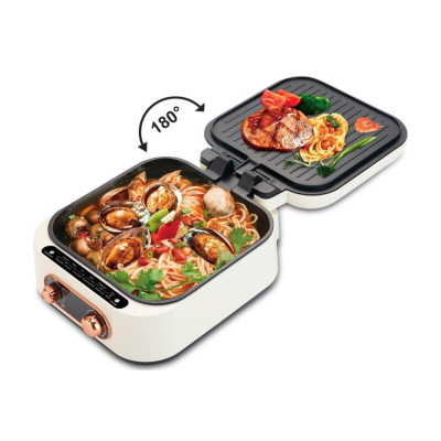 Multicooker RAF 3 In 1 Hot Pot Grill putere 1800W Alb