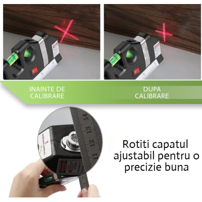 Nivela cu Laser Level Pro3 Multifunctionala cu Boloboc si Ruleta