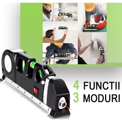 Nivela cu Laser Level Pro3 Multifunctionala cu Boloboc si Ruleta