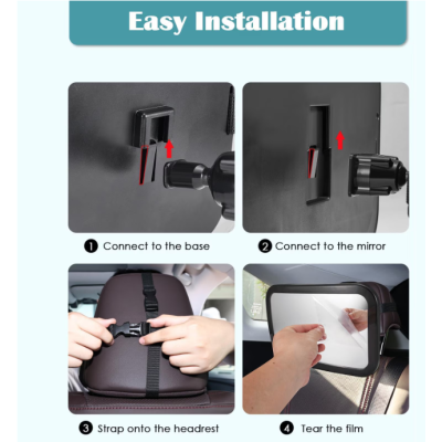 Oglinda auto supraveghere bebe fixare tetiera suport anti alunecare 360 grade