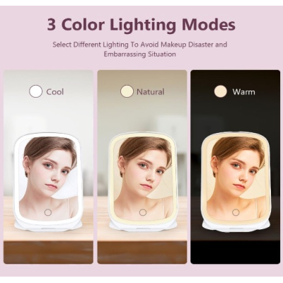 Oglinda LED Portabila pentru Machiaj si Suport Pliabil ALBA