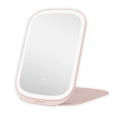 Oglinda LED Portabila pentru Machiaj si Suport Pliabil ROZ