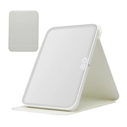 Oglinda Mare Alba Portabila Patrata cu LED pentru Machiaj si Suport Pliabil 