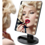 Oglinda pentru machiaj 16 LEDuri ecran tactil cu baza suport bijuterii Usb Alb