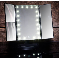 Oglinda Profesionala reglabila pentru machiaj si cosmetica cu 3 oglinzi laterale pliabile Iluminare Led