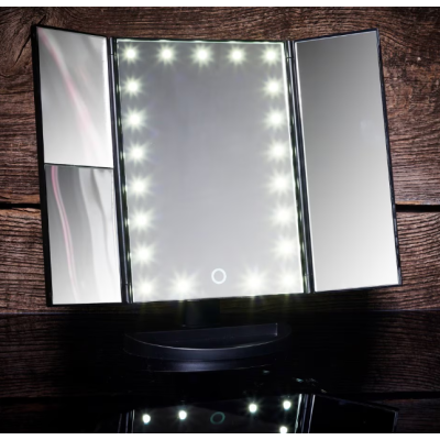 Oglinda Profesionala reglabila pentru machiaj si cosmetica cu 3 oglinzi laterale pliabile Iluminare Led