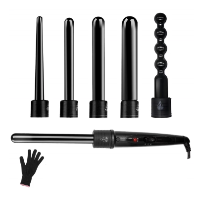 Ondulator 6 in 1 invelis ceramic 2 trepte temperatura 230 grade Manusa Negru