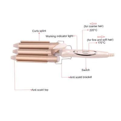 Ondulator de par,28 SECONDS ceramic,bucle in valuri 3 tuburi