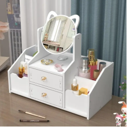 Organizator Alb de Machiaj cu Sertar si Oglinda 
