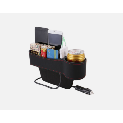Organizator auto cu 2 porturi USB, suport de pahare