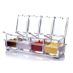 Organizator cu 4 recipiente transparente pentru condimente