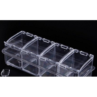 Organizator cu 4 recipiente transparente pentru condimente