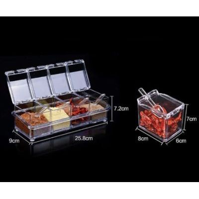 Organizator cu 4 recipiente transparente pentru condimente