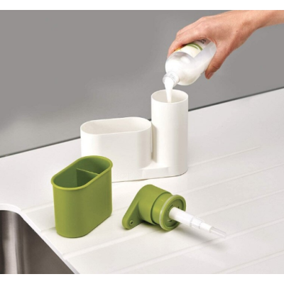 Organizator pentru chiuveta 2in1 plastic, alb/verde