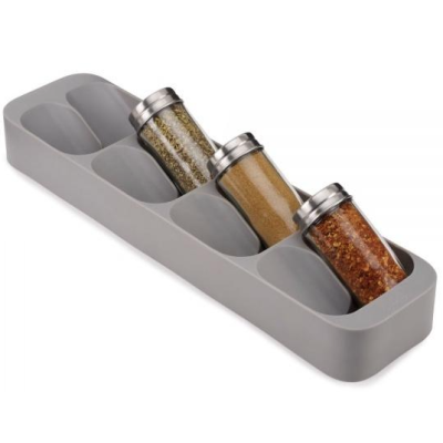 Organizator pentru condimente, 8 compartimente, Gri