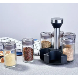 Organizator suport rotund cu 6 recipiente pentru condimente 