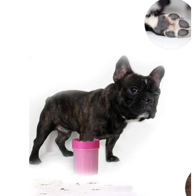 Pahar cu perii  MARE ROZ pentru Curatarea si Dezinfectarea Labutelor Animalelor