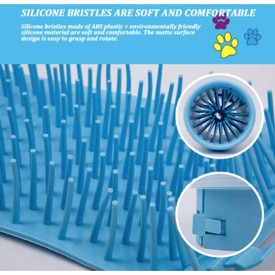 Pahar cu perii  MIC ALBASTRU pentru Curatarea si Dezinfectarea Labutelor Animalelor