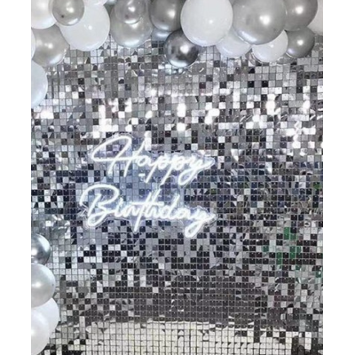 Panou decorativ model patrat cu paiete ARGINTIU 30 x 30 cm