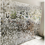 Panou decorativ model patrat cu paiete ARGINTIU cu SCLIPICI 30 x 30 cm