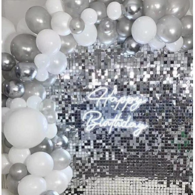 Panou decorativ model patrat cu paiete ARGINTIU cu SCLIPICI 30 x 30 cm