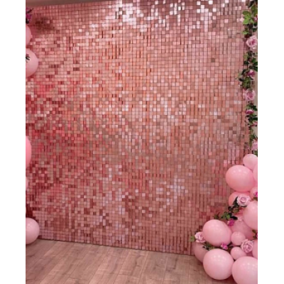 Panou decorativ model patrat cu paiete ROZ GOLD 30 x 30 cm
