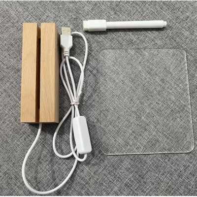 Panou luminos acrilic tip tabla de notite transparenta cu baza din lemn