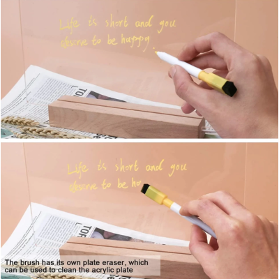 Panou luminos acrilic tip tabla de notite transparenta cu baza din lemn