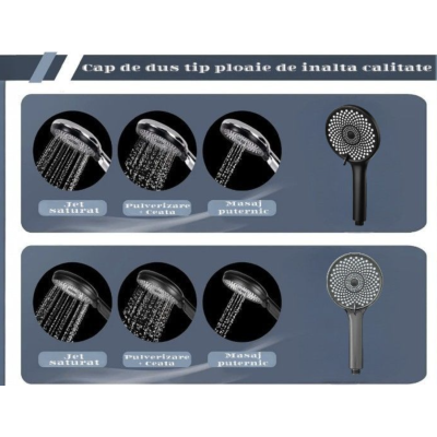 Para de dus universala 3 moduri de jet diametru 25cm NEGRU