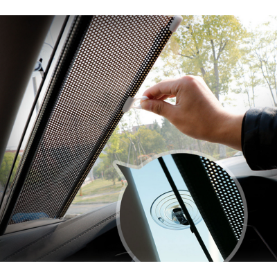 Parasolar auto cu ventuze retractabil NEGRU 58 cm x 125 cm