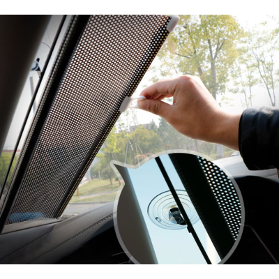 Parasolar auto cu ventuze retractabil negru 68 cm x 125 cm