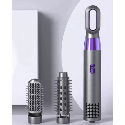 Perie de par cu aer cald Roz/Negru 3 capete de schimb