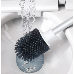 Perie de toaleta din silicon cu recipient pentru scurgerea apei ALB